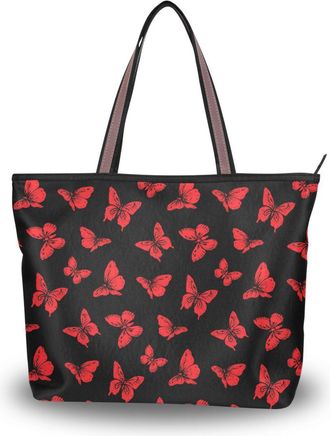 Alaza Large Tote Bag, Women Shoulder Bag Big Capacity Casual Handbags, Butterfly Shopping Tote Bag with Pockets Zip,L