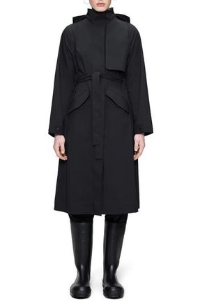 Rains Suva Waterproof Hard Shell Rain Coat with Removable Hood in Black at Nordstrom, Size X-Small