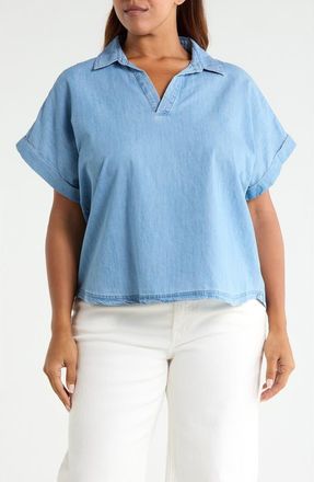 Beach Lunch Lounge Cinthia Cotton Top in Medium Wash at Nordstrom, Size 1X