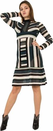 M Missoni Gestreepte kanten jurk - Dames - Casual kleedjes - Zwart - 2XS - Katoen - Kleedjes