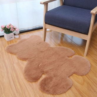 OEM Alfombra Con Dise&ntilde;o De Oso Adorable, Tapete Decorativo De Felpa Sint&eacute;tica, Estampado De Dibujos Animados, Manta Para Mesita De Noche Para Dormitorio/h