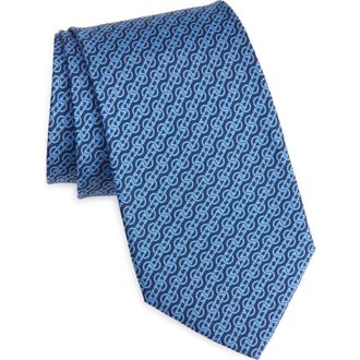 Ferragamo Trofeo Gancini Silk Tie in Navy at Nordstrom