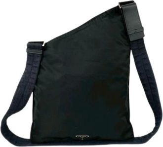 Prada Pre-owned Cross Body Bags, female, Black, Size: ONE SIZE Pre-owned Tessuto Nylon Leather Shoulder Bag