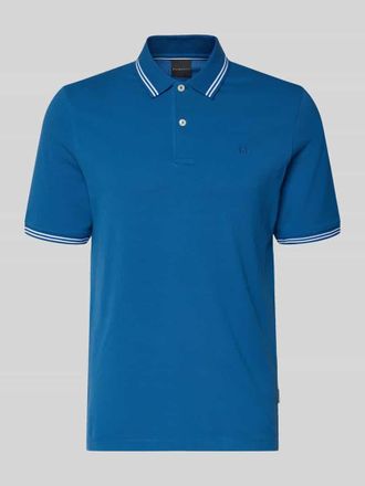 Bugatti Regular Fit Poloshirt mit Logo-Stitching in Jeansblau, Gr&ouml;&szlig;e XXXL
