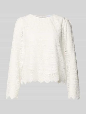 Comma Blusenshirt aus Spitze mit Rundhalsausschnitt in Weiss, Gr&ouml;&szlig;e 34