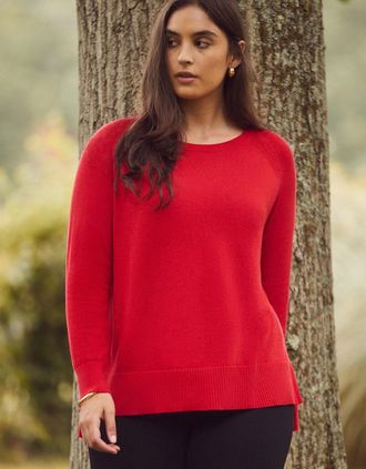 Live Unlimited London Womens Red Round Neck Jumper - Size: 12
