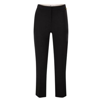 Elisabetta Franchi Broeken, Dames, Zwart, XS, Polyester, Lichtgewicht Cr&ecirc;pe Broek