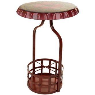 Wanderlust Deco Wanderlust Deco - Mesa Botellero De Metal Roja 42x42x60