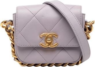 Chanel Pre-owned Quilted Mini Crossbody Bag - Dames - Vintage Mini Tas - Paars - ONE Size - Leer - Vintage
