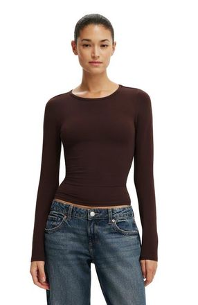Cotton On Womens Everyday Smooth Long Sleeve in Dark Oak at Nordstrom, Size Xx-Small