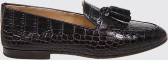 Francesco Russo Penny Loafers in Croc-Embossed Leather with Tassels