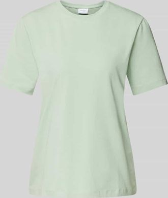 Vila T-Shirt mit geripptem Rundhalsausschnitt Modell NORA in Schilf, Gr&ouml;&szlig;e XS