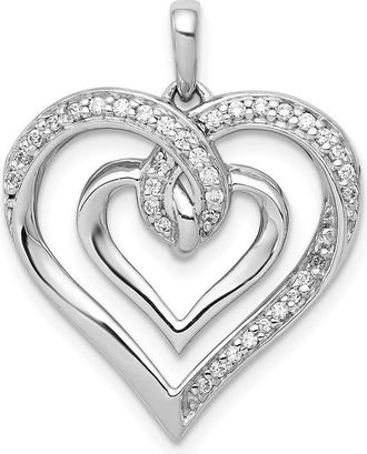 Diamond2Deal 14k White Gold 1/6 carat Diamond Entwined Heart Pendant