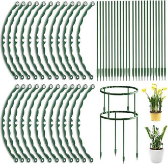 OEM Juego De 48 Aros Redondos De Pl&aacute;stico Para Soporte De Plantas, De 25 X 14 Cm, Para Plantas De Jard&iacute;n, Flores Y Hortalizas