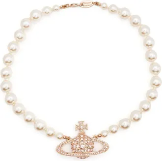 Vivienne Westwood Pearl Necklace with Ornate Planet Pendant