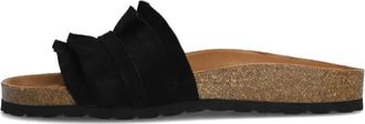 Verbenas Zwarte Su&egrave;de Ruffle Slippers - Dames - Sandalen - Zwart - 40 EU - Su&egrave;de - Schoenen