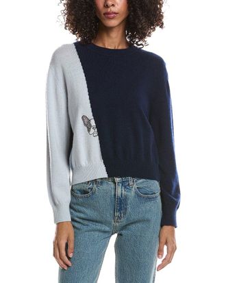 Brodie Hot Fix Color Block Cashmere Sweater
