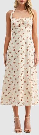 All in Favor Floral Print Halter Dress in Cream Floral at Nordstrom, Size X-Small