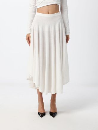 Alaia High-Waisted Full Midi Skirt in Cotton with Asymmetrical Hem
