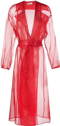Herno sheer belted silk coat - women - Silk - 38 - Red