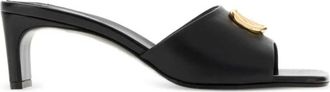 Gucci Schoenen, Dames, Zwart, 37 1/2 EU, Leer, Slide Sandal met Double G