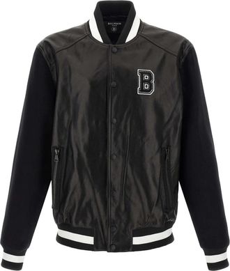 Balmain Varsity Bomber Jacket - Heren - Bomber jackets - Zwart - L - Wol - Jassen