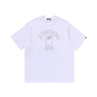 A Bathing Ape T-Shirts, male, White, Size: L Pixel Ape Head Relaxed Fit Tee