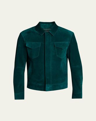 Tom Ford Mens Suede Snap-Front Western Jacket