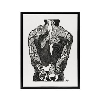 Artery8 Anatomical study of mans back muscles Stolk Framed Canvas Wall Art in White | Size: W24 x H32