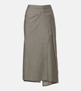 Victoria Beckham Draped wool and mohair midi skirt