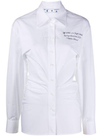 Off-white draped-detail long-sleeved shirt - women - Cotton/Polyester - 40