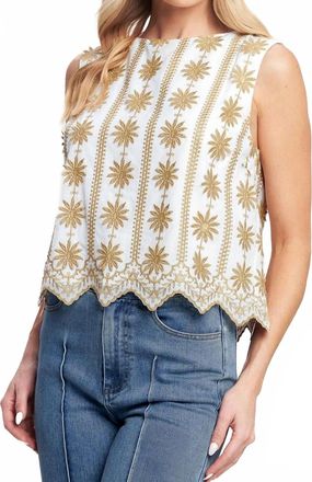 Flying Tomato Golden Star Blouse In White/ Beige