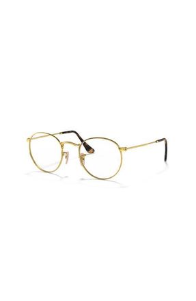 Ray-Ban Ray-Bay 47mm Round Optical Glasses in Gold/clear at Nordstrom
