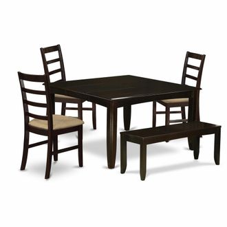 East West Furniture PARF6-CAP-C 6 Pc Dining set with bench-Table with Leaf and 4 Kitchen Dining Chairs Plus Bench