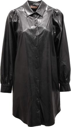 Twinset Eco Leren Jurk Zwart Viscose - Dames - Shirt Kleedjes - Zwart - M - Polyester - Kleedjes