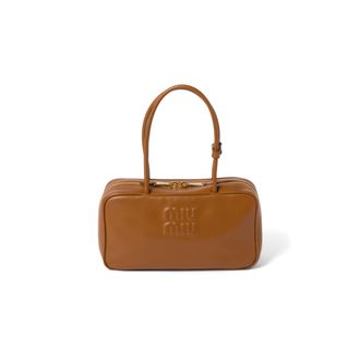 Miu Miu Beau Leather Top-handle Bag, Woman, Cognac