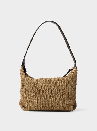 Simons Womens Folded corner braided straw shoulder bag