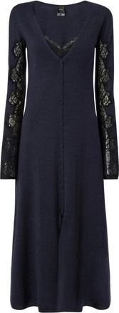 Pinko Ululato Jurk - Dames - Kleedjes - Blauw - M - Wol - Kleedjes