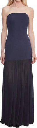 Enza Costa Airy Strapless Dress In Midnight Blue