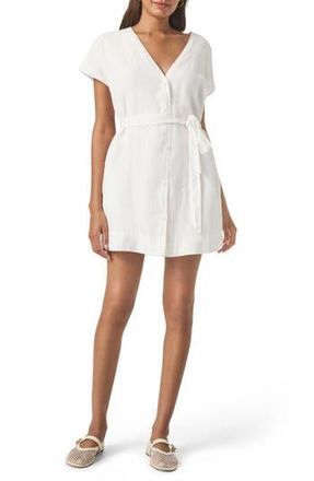 Splendid Melanie Belted Linen Minidress in White at Nordstrom Rack, Size X-Large