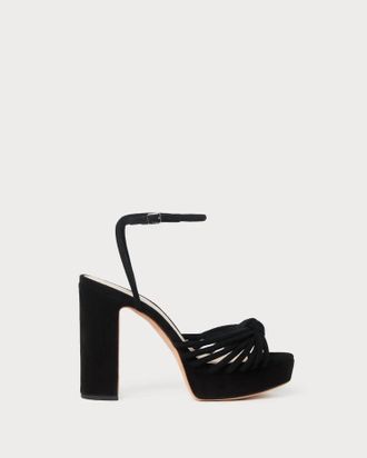 Loeffler Randall Womens Rivka Leather Knot Platform Sandal In Black