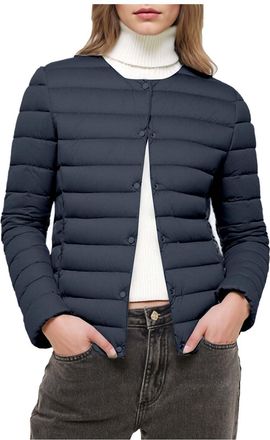 Generic Womens Puffer Jacket,Ladies Lightweight Down Jackets Plain Short Quilted Puffer Coats Casual Slim Fit Long Sleeve Buttons Autumn Winter Padded Coat Wa