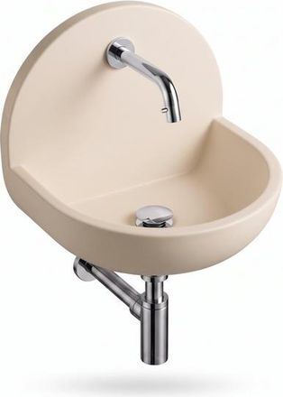 Saniclass Fuente Fonteinset - 46.5x35x43.2cm - solid surface off-white - fonteinkraan - afvoerplug - sifon - chroom