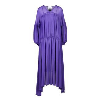 Erika Cavallini Semi Couture Zijde Acetaat Jurk - Dames - Maxi kleedjes - Paars - S - Kleedjes