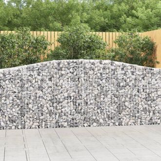 Berkfield Home Arched Gabion Basket 400x30x100/120 cm Galvanised Iron in Silver