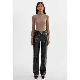 LaMarque Freja | Faux Leather Croco Pants in Black at Nordstrom, Size 28