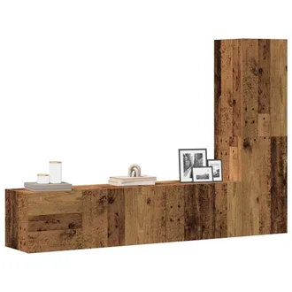 Berkfield Home Wall Mounted TV cabinets 3 pcs Old Wood Engineered Wood in Brown