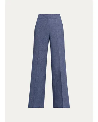 Carolina Herrera Diane Wool-Blend Flannel Wide-Leg Pants