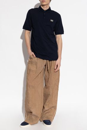 Dolce & Gabbana Polo With Logo Application, Mens, Black