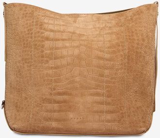 Hogan Schultertasche aus Veloursleder mit Krokodilprägung Hobo Hogan Hocket Medium